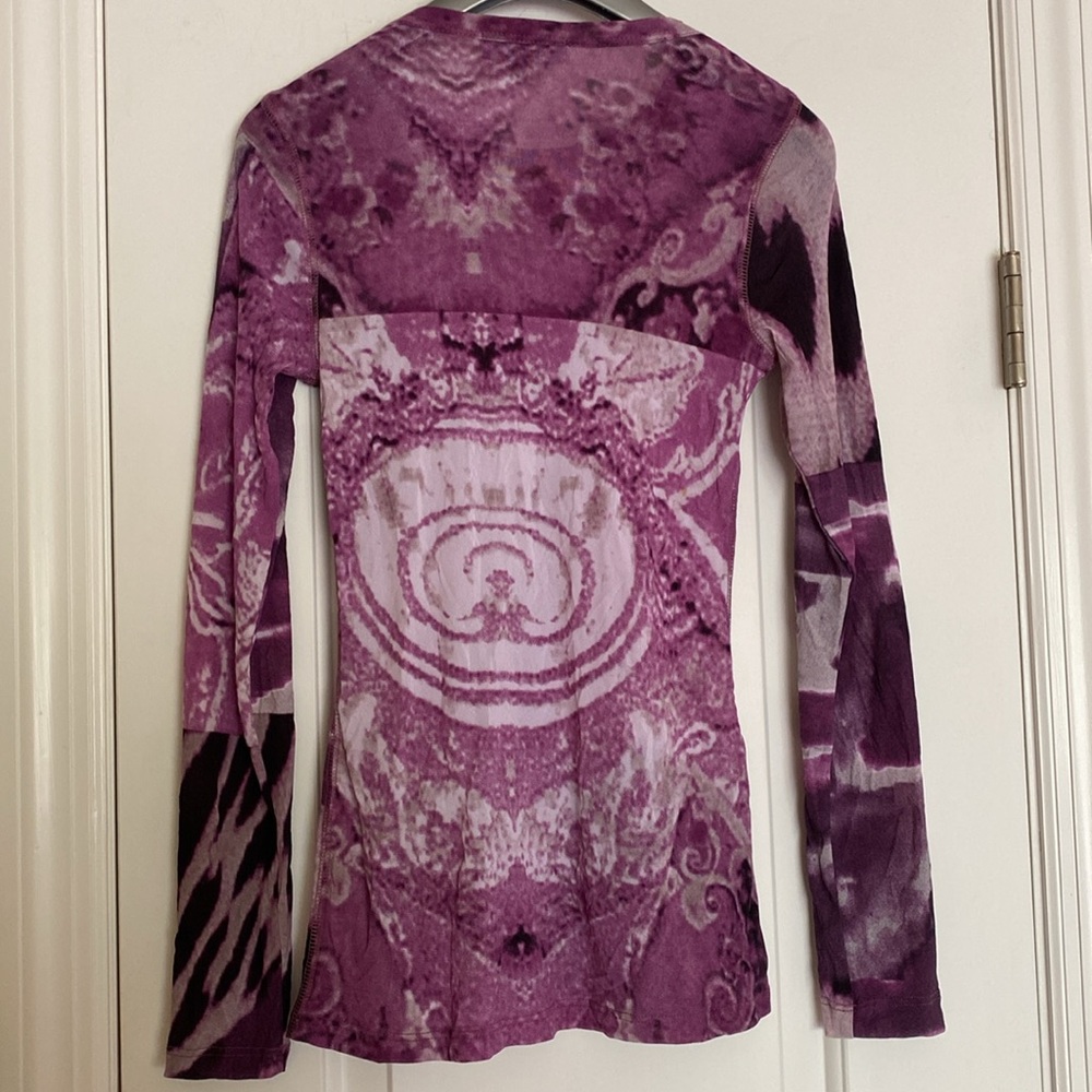 Karen Kane Very Stretchy Pink Purple Print Top NeverUsed - Picture 5 of 16